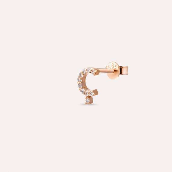 Diamond Rose Gold Ç Letter Mini Single Earring - 3