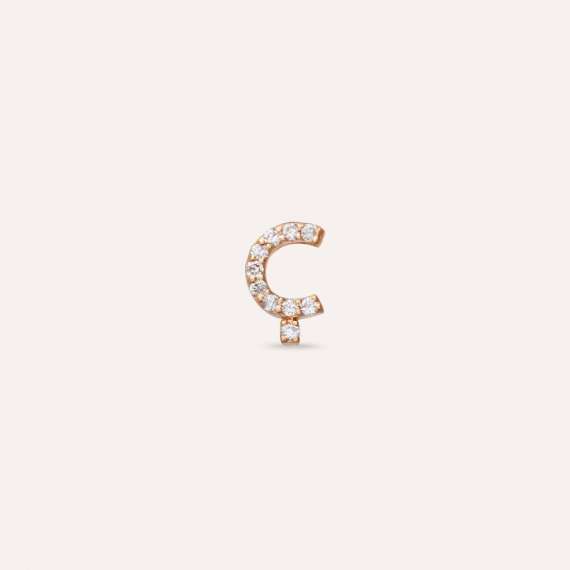 Diamond Rose Gold Ç Letter Mini Single Earring - 1