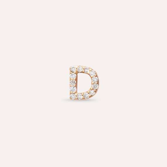 Diamond Rose Gold D Letter Mini Single Earring - 1