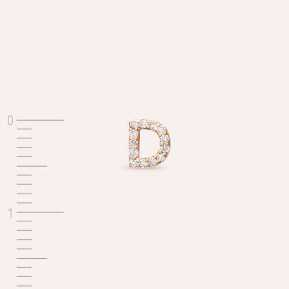 Diamond Rose Gold D Letter Mini Single Earring - 4
