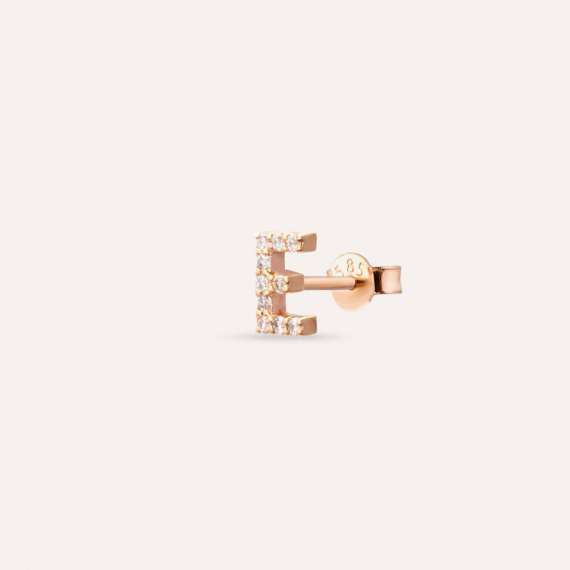 Diamond Rose Gold E Letter Mini Single Earring - 3