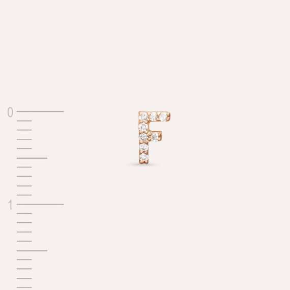 Diamond Rose Gold F Letter Mini Single Earring - 4