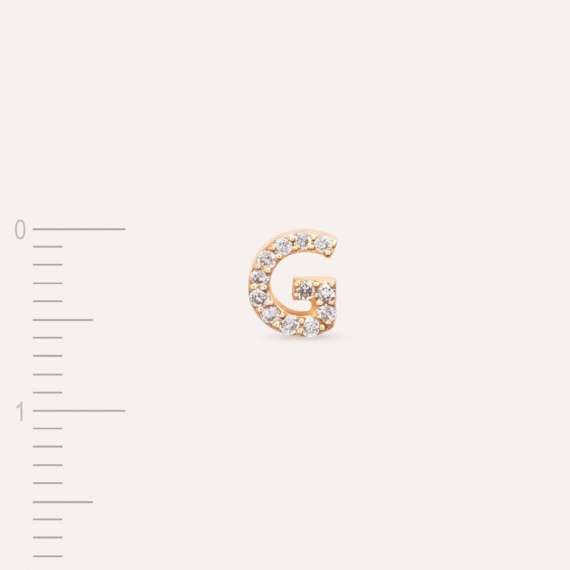 Diamond Rose Gold G Letter Mini Single Earring - 4