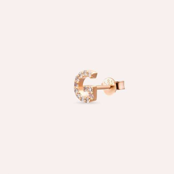 Diamond Rose Gold G Letter Mini Single Earring - 3