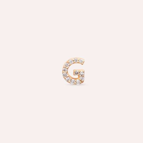 Diamond Rose Gold G Letter Mini Single Earring - 1