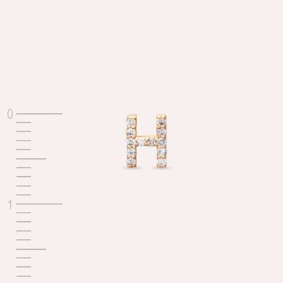 Diamond Rose Gold H Letter Mini Single Earring - 5