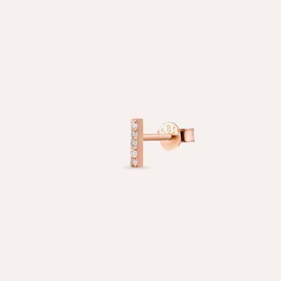 Diamond Rose Gold I Letter Mini Single Earring - 3