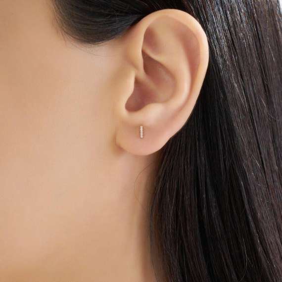 Diamond Rose Gold I Letter Mini Single Earring - 2