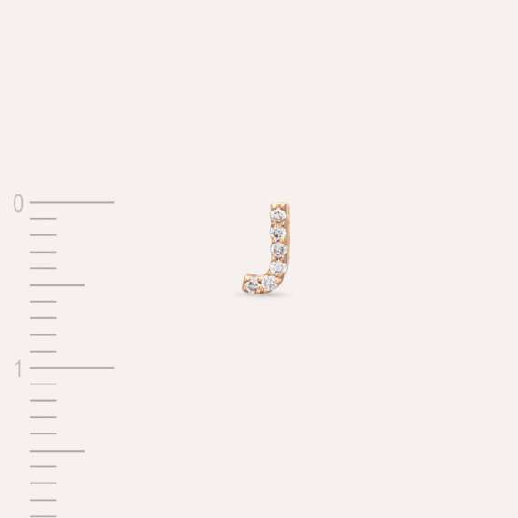 Diamond Rose Gold J Letter Mini Single Earring - 4