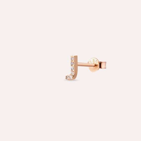 Diamond Rose Gold J Letter Mini Single Earring - 3