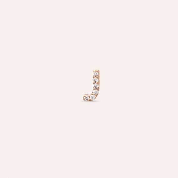 Diamond Rose Gold J Letter Mini Single Earring - 1