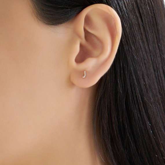 Diamond Rose Gold J Letter Mini Single Earring - 2