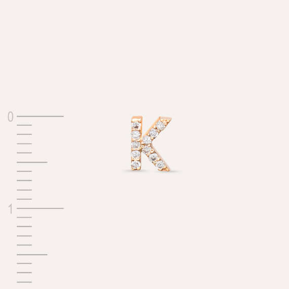 Diamond Rose Gold K Letter Mini Single Earring - 4