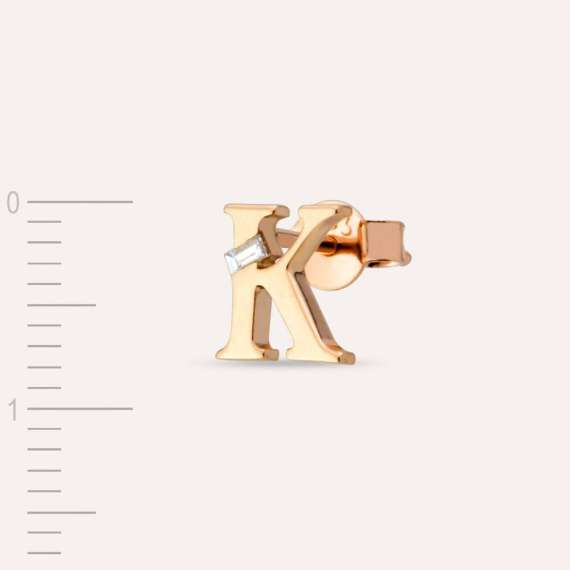 Diamond Rose Gold K Letter Single Earring - 2