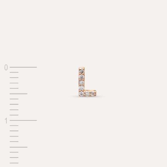 Diamond Rose Gold L Letter Mini Single Earring - 4