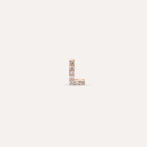 Diamond Rose Gold L Letter Mini Single Earring - 1