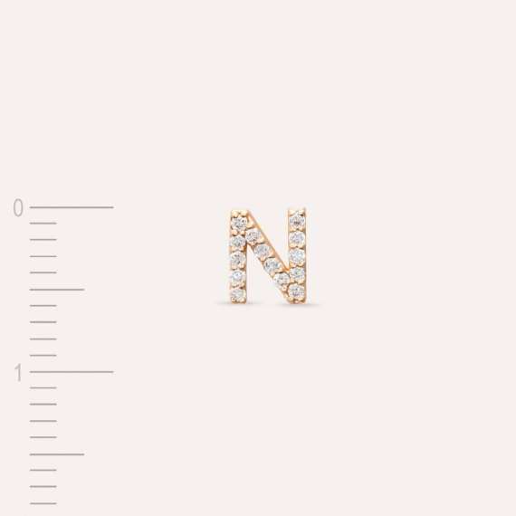 Diamond Rose Gold N Letter Mini Single Earring - 4