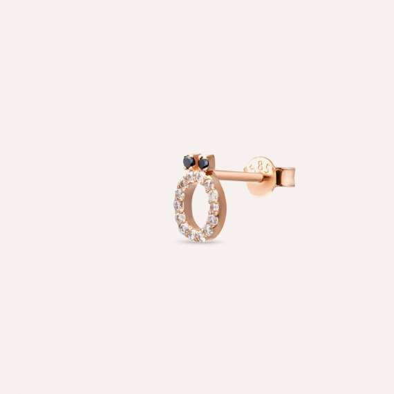 Diamond Rose Gold Ö Letter Mini Single Earring - 4