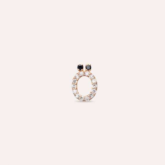 Diamond Rose Gold Ö Letter Mini Single Earring - 1