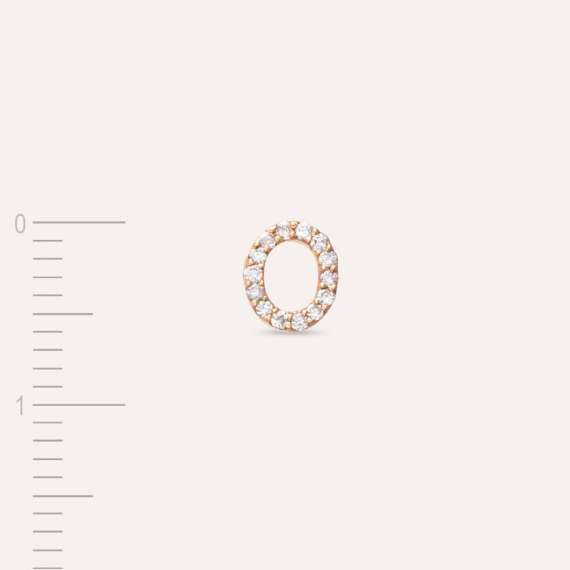 Diamond Rose Gold O Letter Mini Single Earring - 4