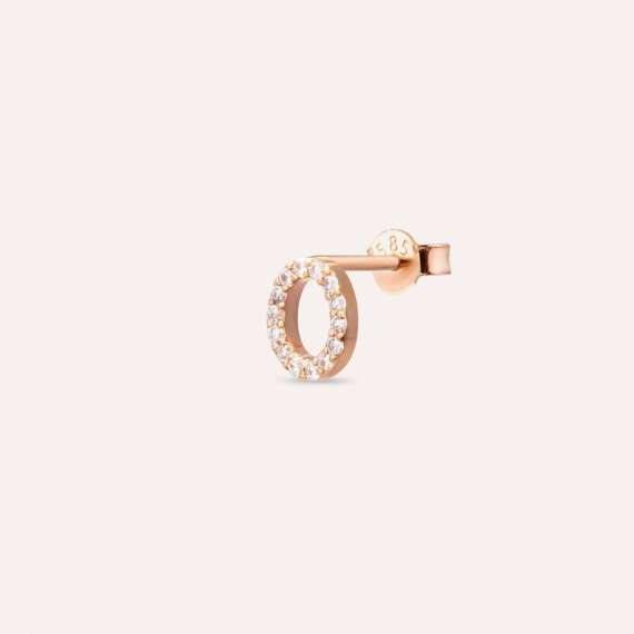 Diamond Rose Gold O Letter Mini Single Earring - 3