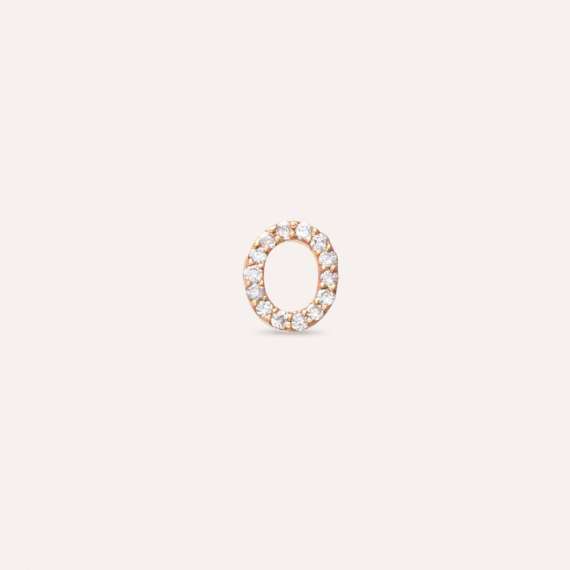 Diamond Rose Gold O Letter Mini Single Earring - 1