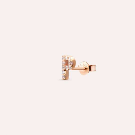 Diamond Rose Gold P Letter Mini Single Earring - 3
