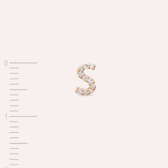Diamond Rose Gold S Letter Mini Single Earring - 3