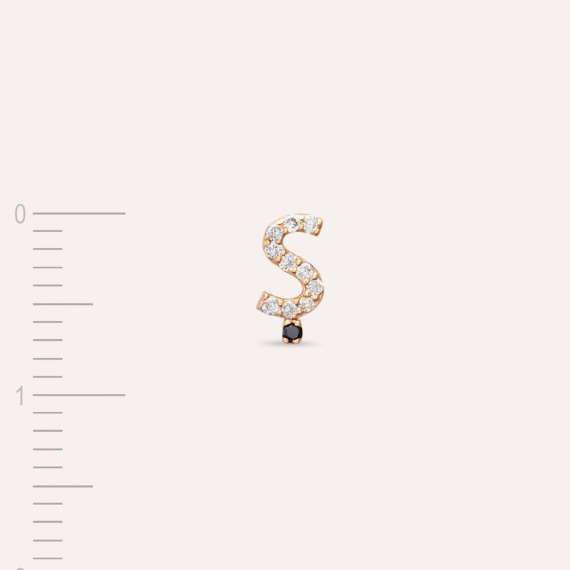 Diamond Rose Gold Ş Letter Mini Single Earring - 4