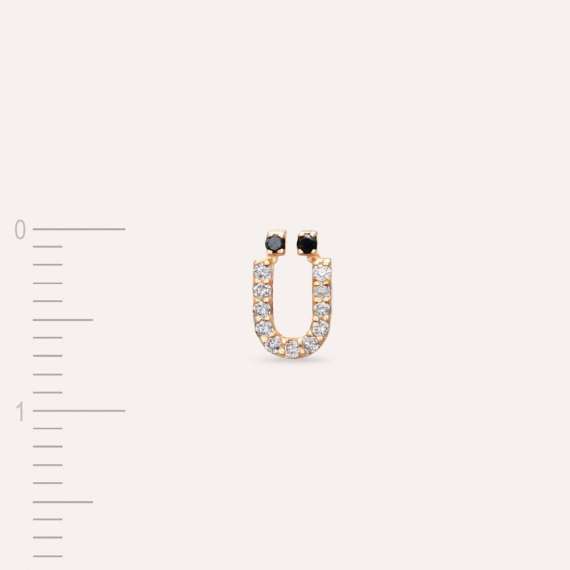 Diamond Rose Gold Ü Letter Mini Single Earring - 4