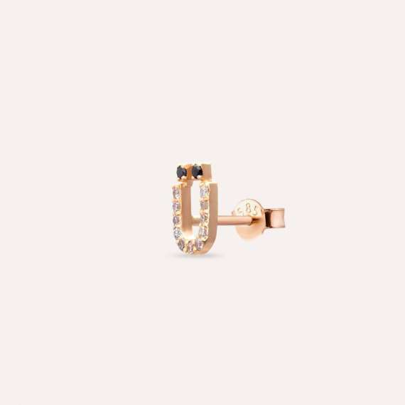 Diamond Rose Gold Ü Letter Mini Single Earring - 3
