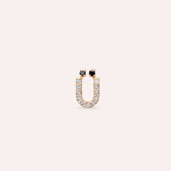 Diamond Rose Gold Ü Letter Mini Single Earring - 1