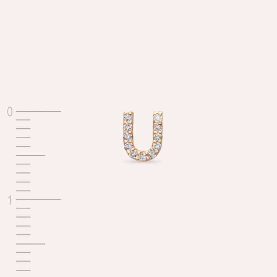 Diamond Rose Gold U Letter Mini Single Earring - 4