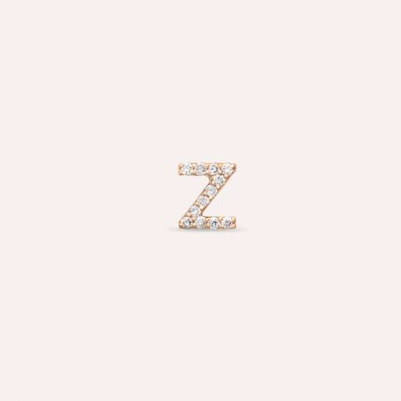 Diamond Rose Gold Z Letter Mini Single Earring - 1