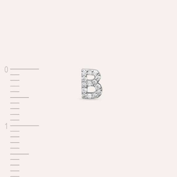 Diamond White Gold B Letter Mini Single Earring - 4