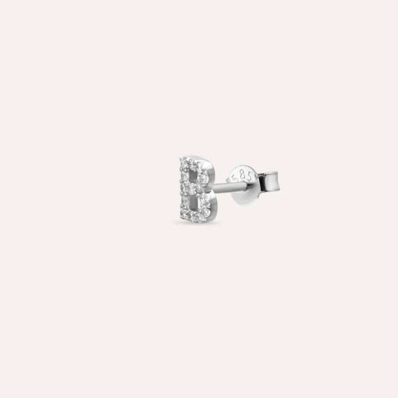 Diamond White Gold B Letter Mini Single Earring - 3