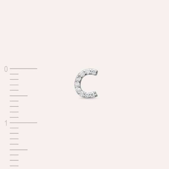 Diamond White Gold C Letter Mini Single Earring - 4