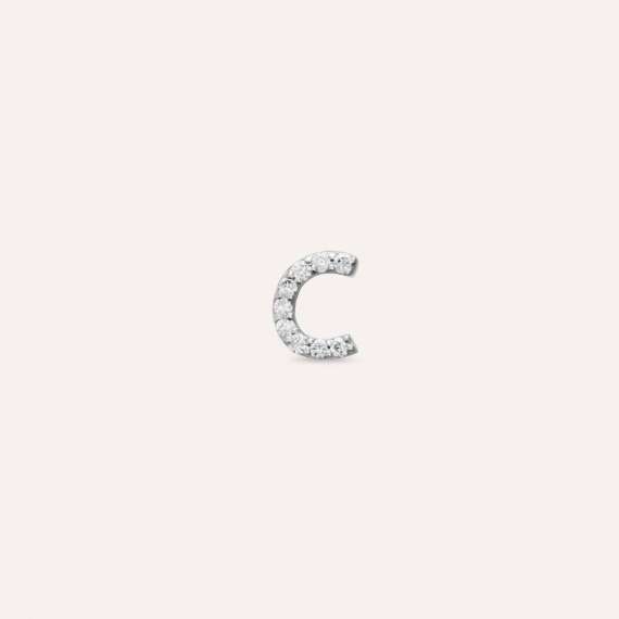 Diamond White Gold C Letter Mini Single Earring - 1
