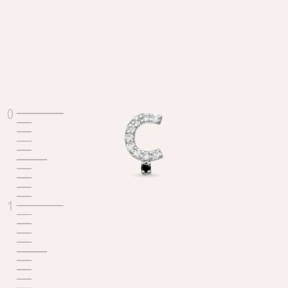 Diamond White Gold Ç Letter Mini Single Earring - 5