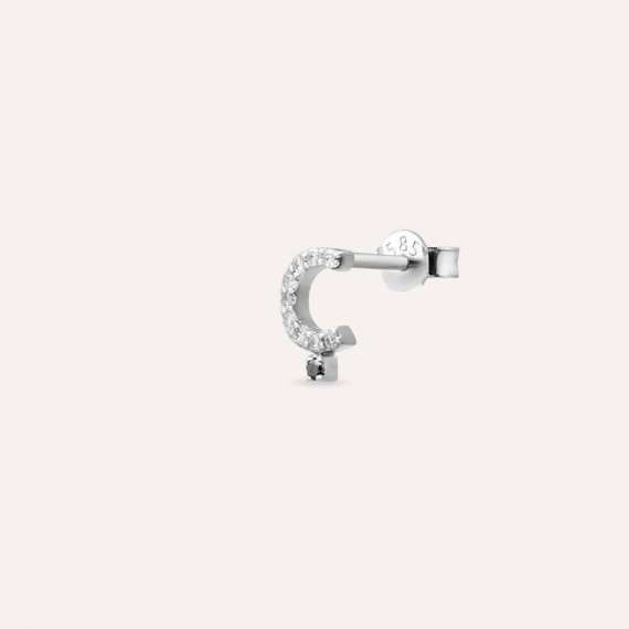 Diamond White Gold Ç Letter Mini Single Earring - 4