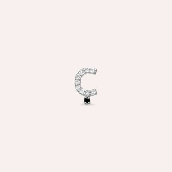 Diamond White Gold Ç Letter Mini Single Earring - 1