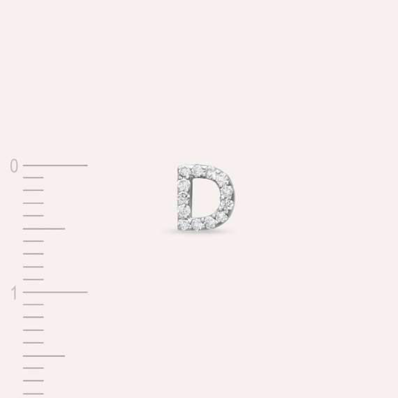 Diamond White Gold D Letter Mini Single Earring - 4