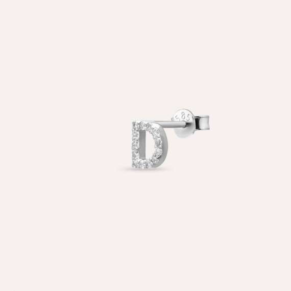 Diamond White Gold D Letter Mini Single Earring - 3
