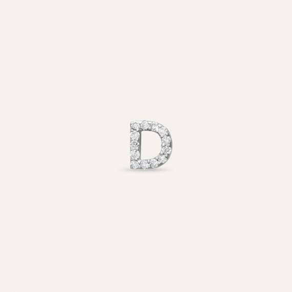 Diamond White Gold D Letter Mini Single Earring - 1