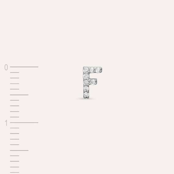 Diamond White Gold F Letter Mini Single Earring - 4