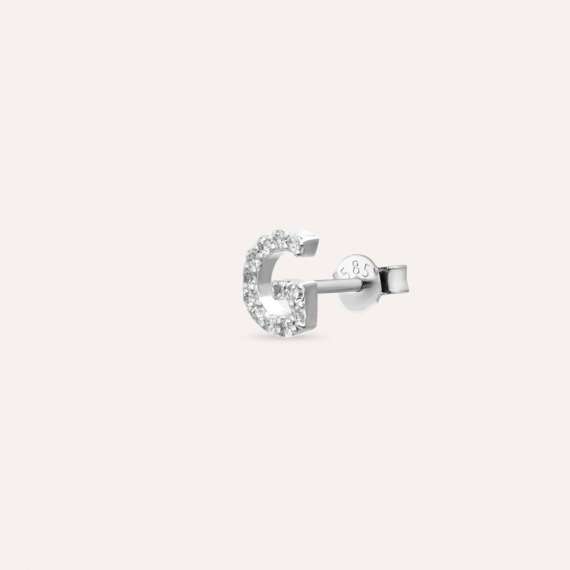 Diamond White Gold G Letter Mini Single Earring - 3