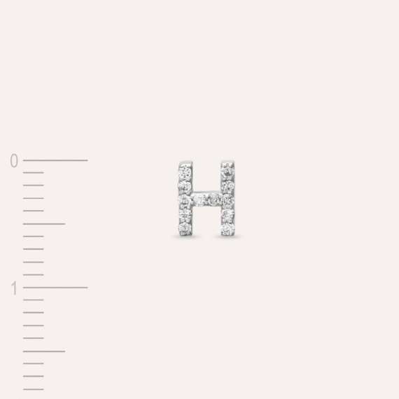 Diamond White Gold H Letter Mini Single Earring - 4