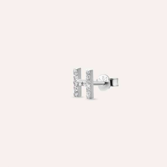 Diamond White Gold H Letter Mini Single Earring - 3