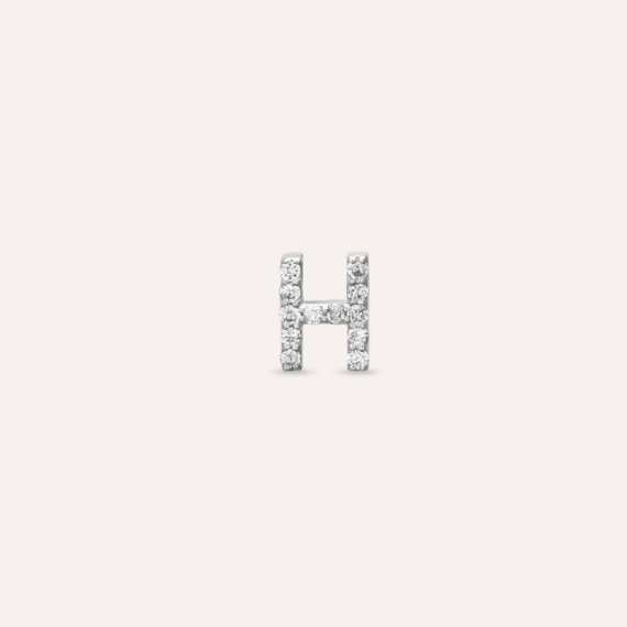 Diamond White Gold H Letter Mini Single Earring - 1