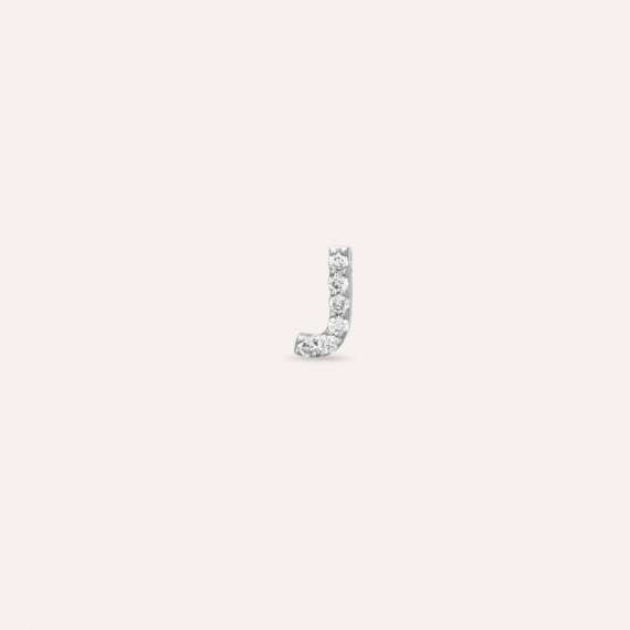 Diamond White Gold J Letter Mini Single Earring - 1